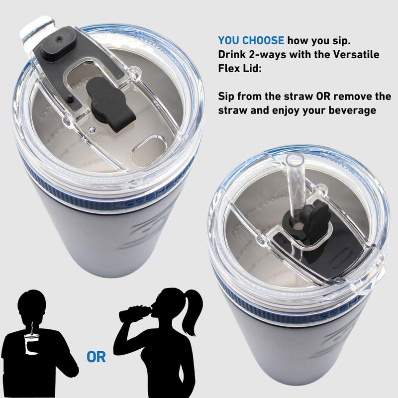 Ice Shaker 26 Oz Stainless Steel Bottle, Insulated Water Bottle with Straw, Navy - Image 4